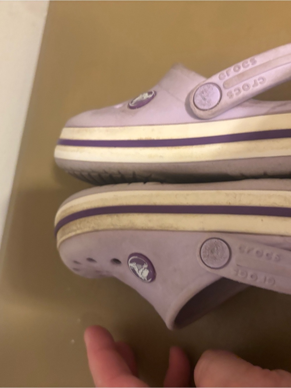 CROCS Kids Lavender Slip-On Clogs with Purple Trim - Picture 7 of 10